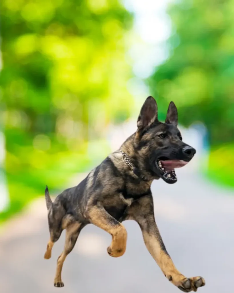 A Chinese Wolfdog running.
