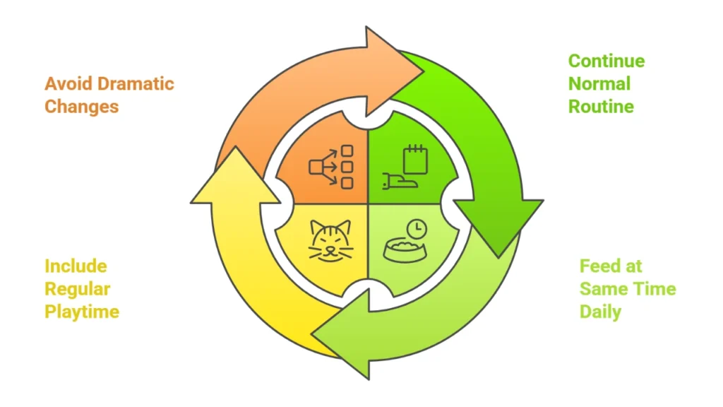 Graphic showing a consistent routine for your cat.
