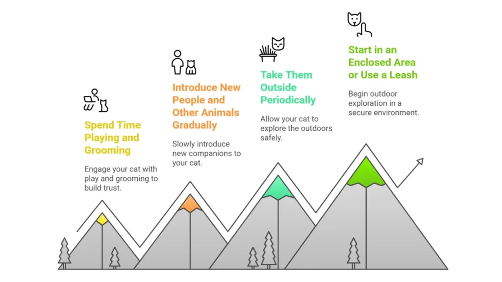 Graphic with steps for encouraging social interaction and outdoor exploration.