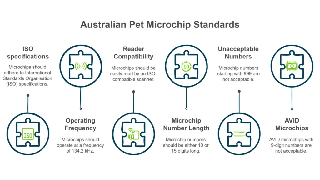 A graphic showing Australian pet microchip standards.