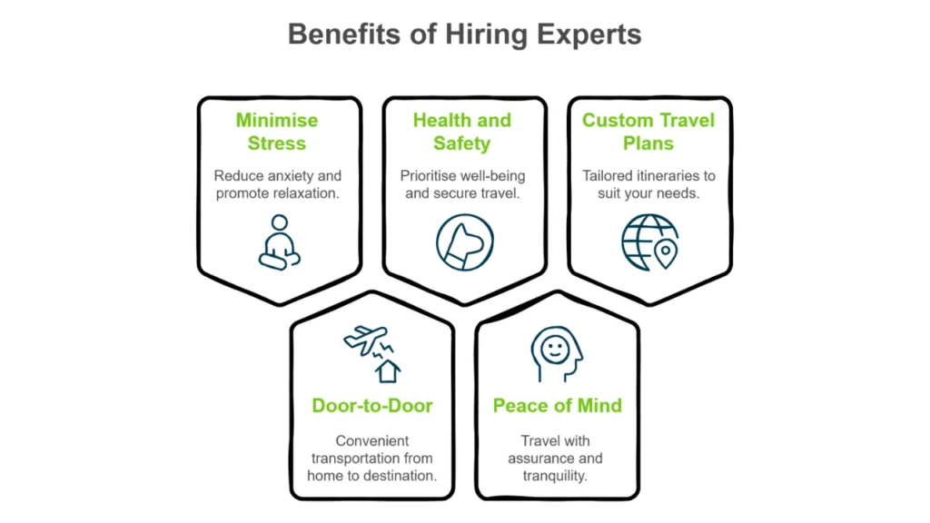 A graphic showing the benefits of hiring experts for pet transport.